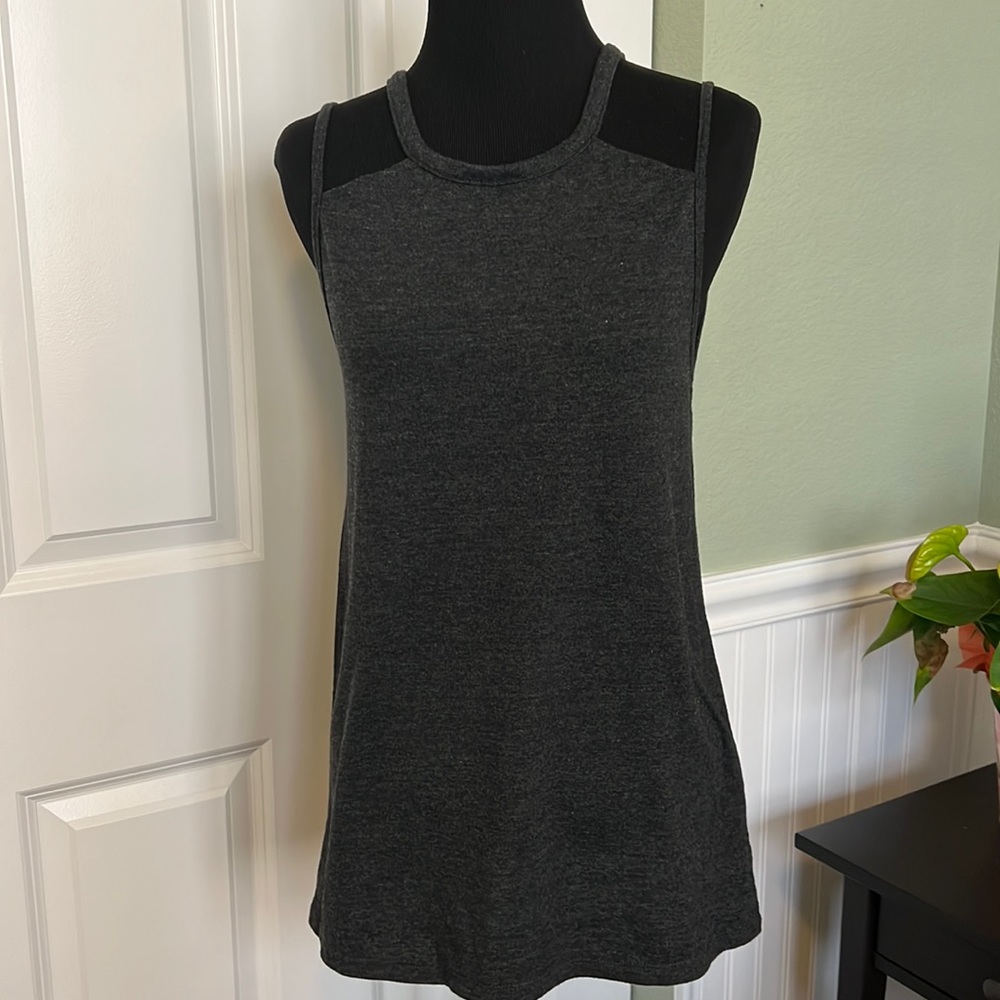 Chaser Dark Charcoal Gray Tank w/Strappy Criss Cross Back